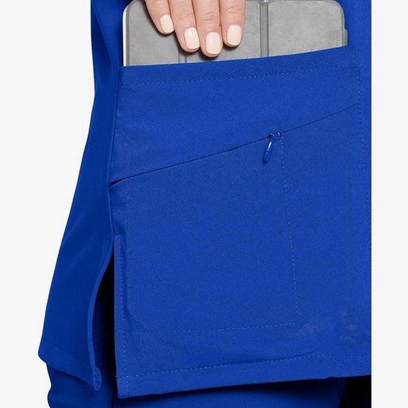 Galaxy Blue Jockey Women's Scrubs WOV-Neck Crossover Scrub Top - Picture 3 of 6